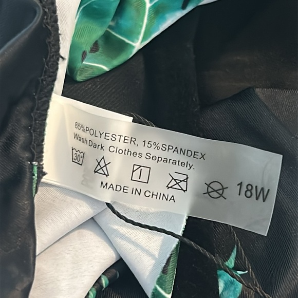 DACI Black And Green Leaf Tummy Control Ruched One Piece Swimsuit Size 18W - Picture 8 of 10